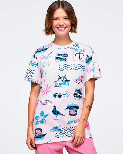 Zumba Cruise Unisex Tee - White/Blue