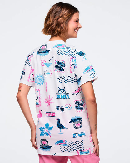 Zumba Cruise Unisex Tee - White/Blue