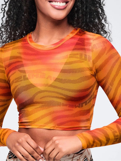 Wildbeat Long Sleeve Mesh Crop Top